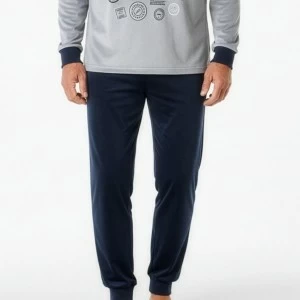 Pijama hombre cuello redondo con botones