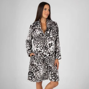 Bata mujer estampada animal print con botones