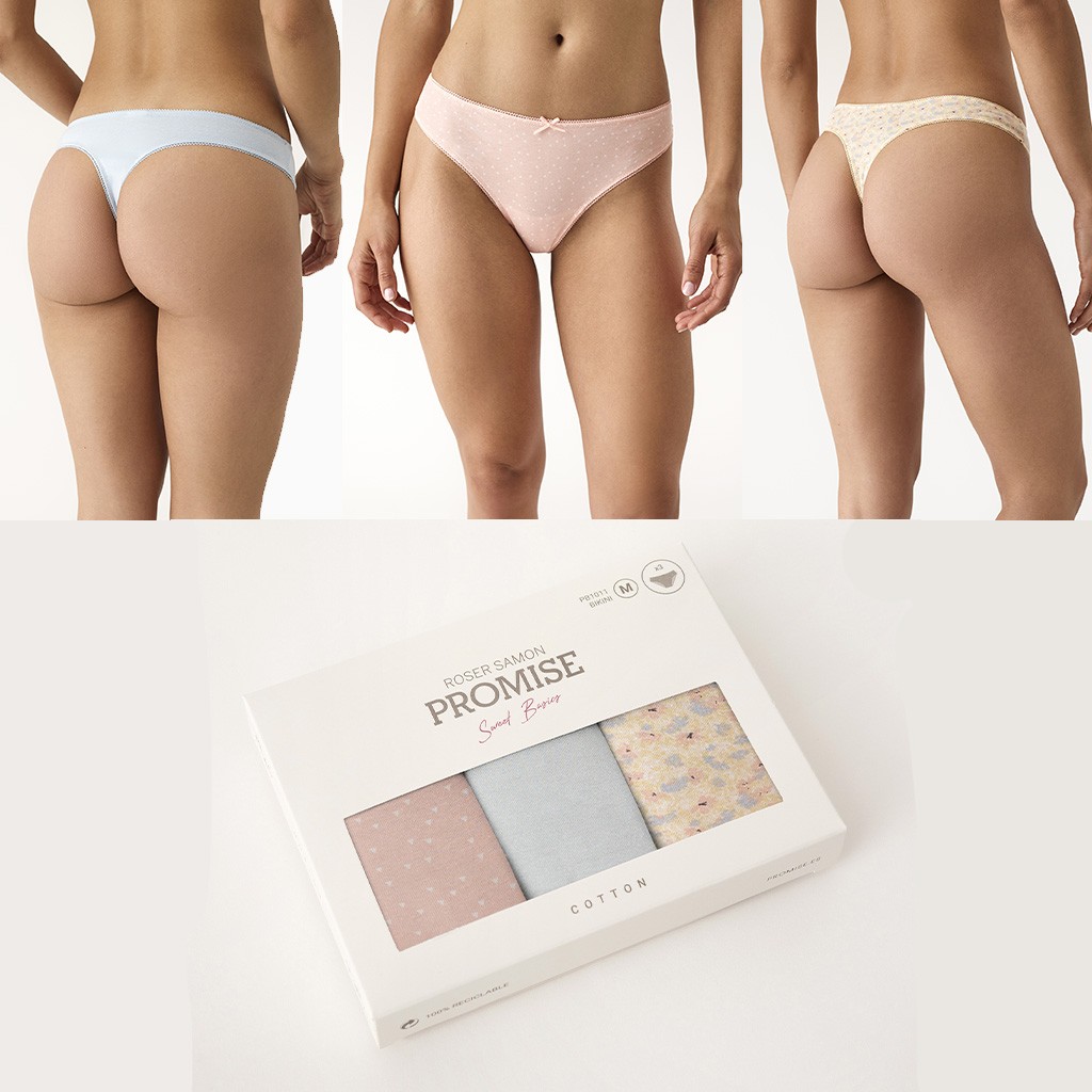 Tanga mujer Expositor 12 pack x3 algodón surtidas