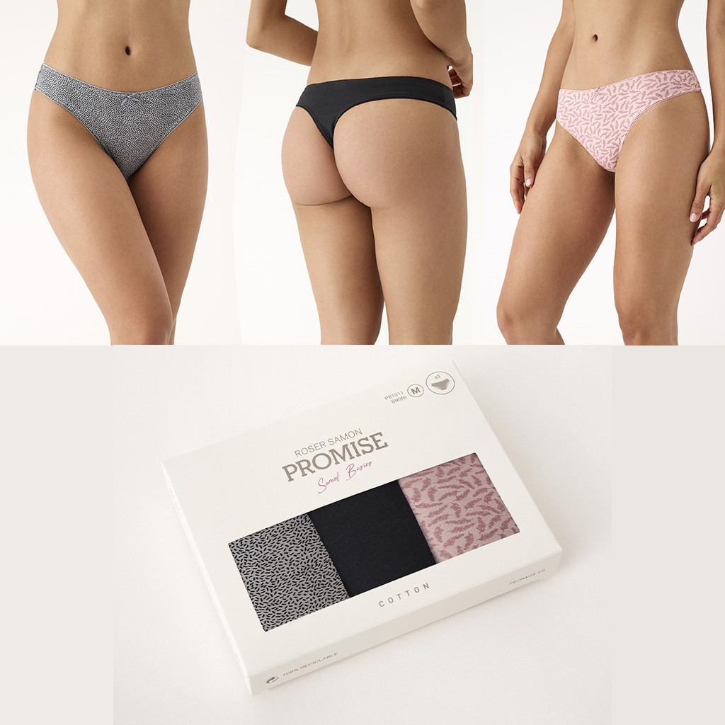 Tanga mujer Expositor 12 pack x3 algodón surtidas