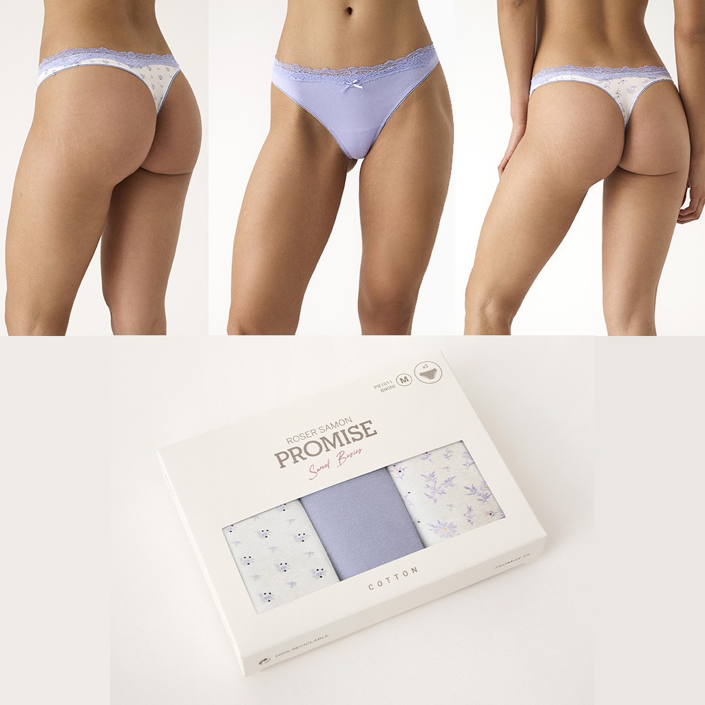 Tanga mujer Expositor 12 pack x3 algodón surtidas