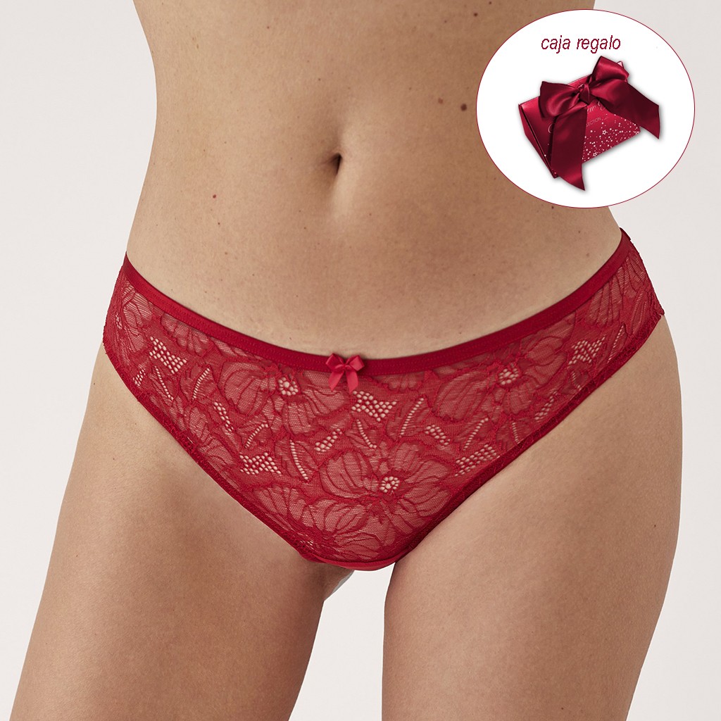 Braga roja encaje cajita regalo con lazo Expo-12 u