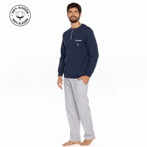 Pijama de algod&oacute;n mixto con pantal&oacute;n tela 