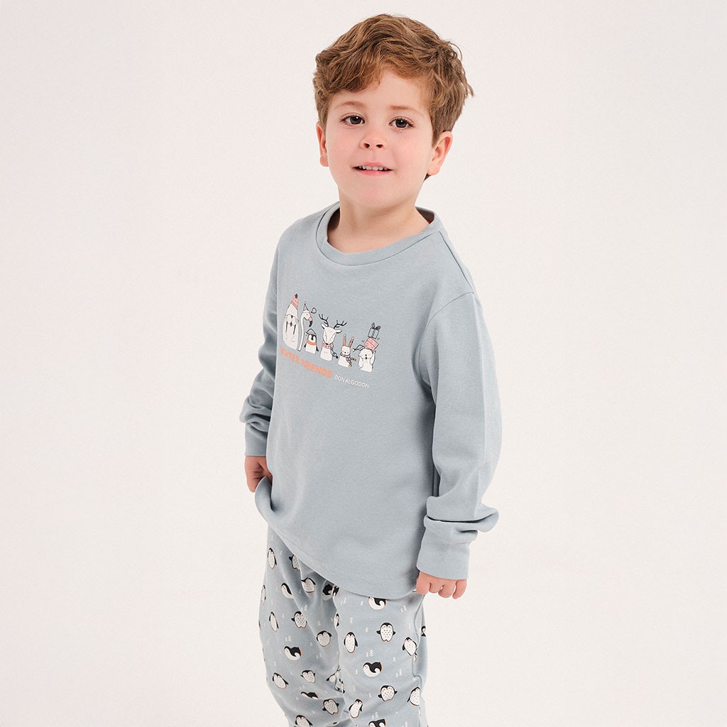 Pijama infantil manga larga algodón