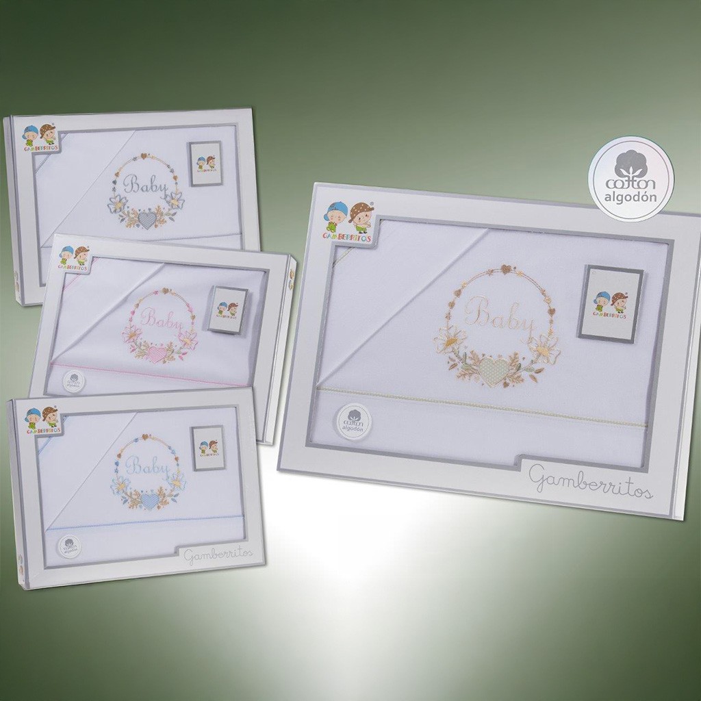 Juego de sabana cuna liso bordado 3 piezas