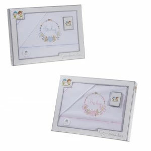 Juego de sabana cuna liso bordado 3 piezas