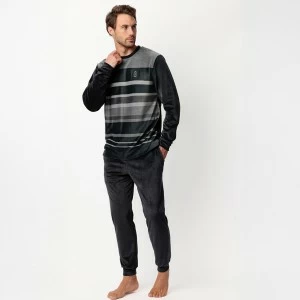 Pijama hombre aterciopelado rayas