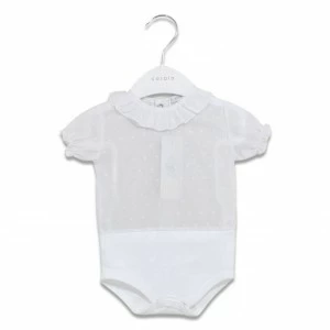 Body bebe blusa con cuello volante batista bordada