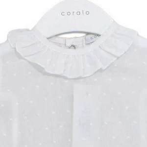 Body bebe blusa con cuello volante batista bordada