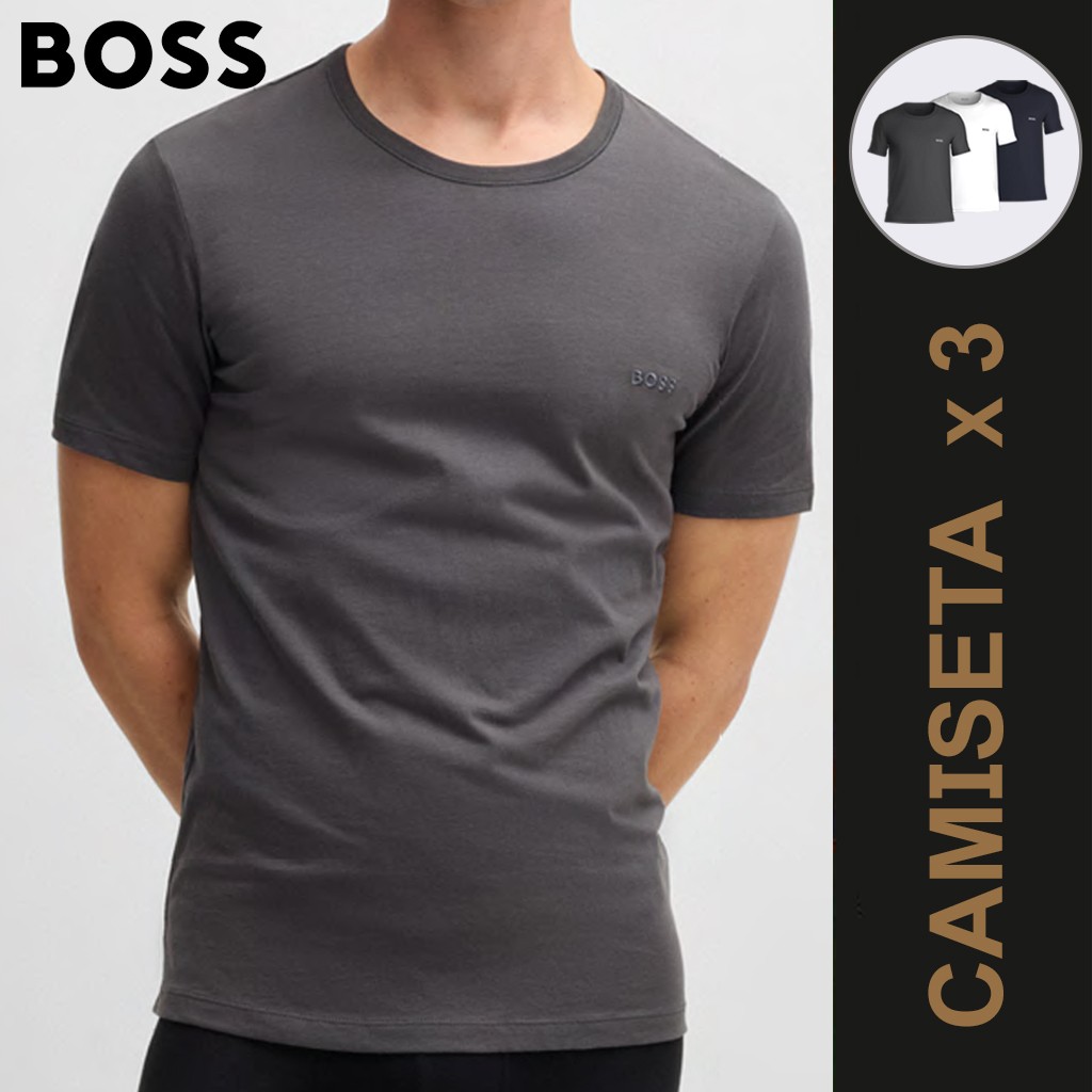 Camiseta m/c hombre pack x 3 100% Algodón logo