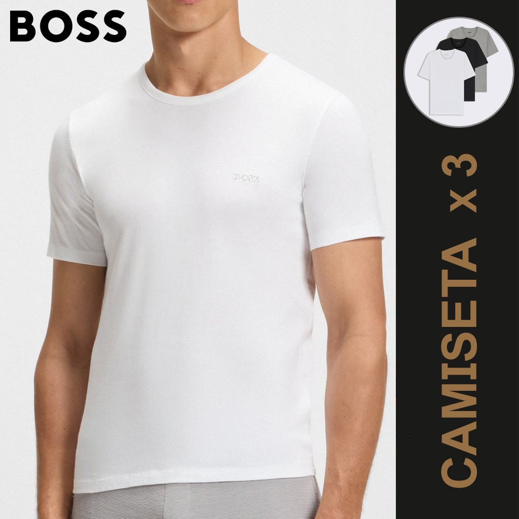 Camiseta m/c hombre pack x 3 100% Algod&oacute;n logo