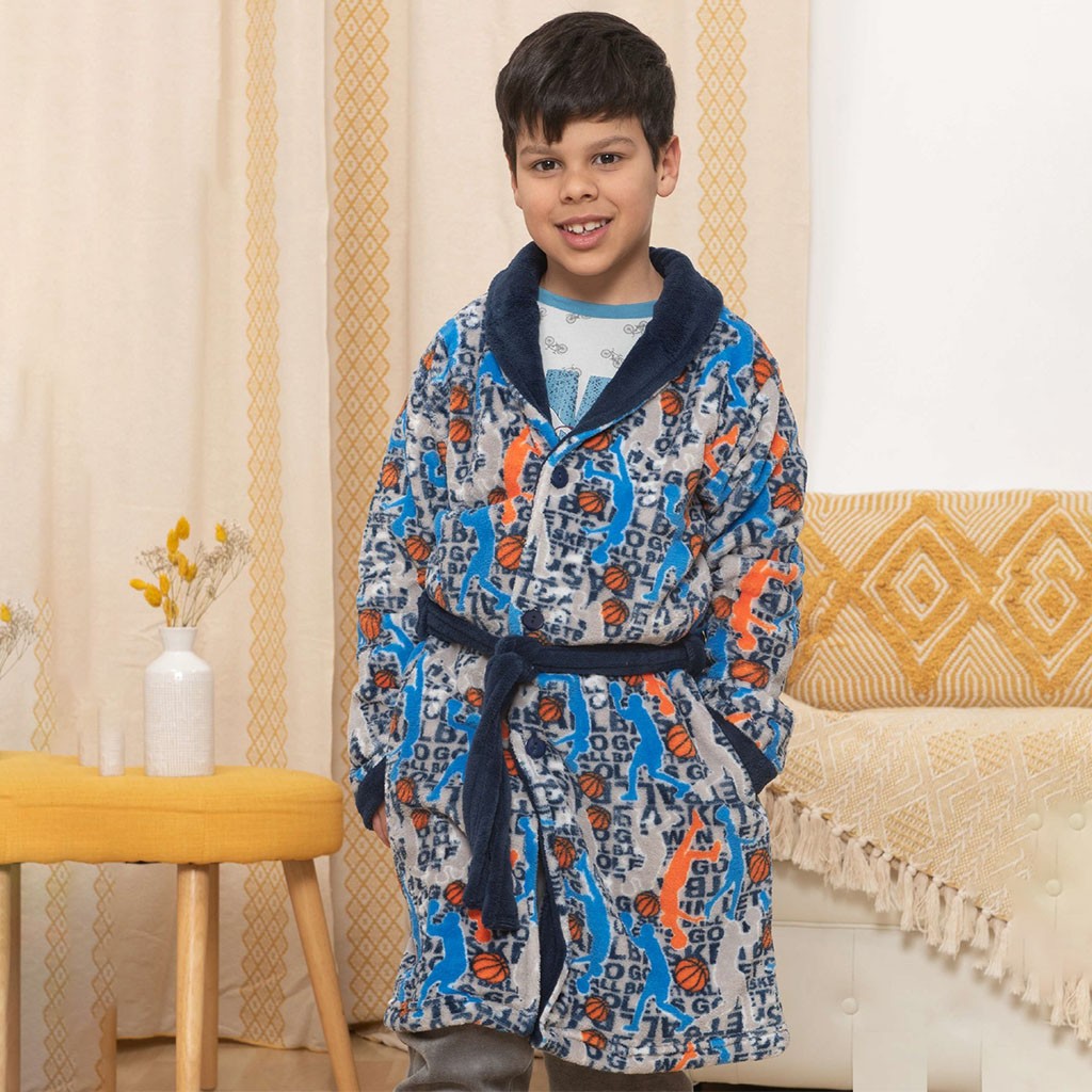 Bata niño estampada tejido coralina
