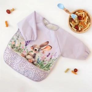 Babero beb&eacute; con mangas conejito lavanda