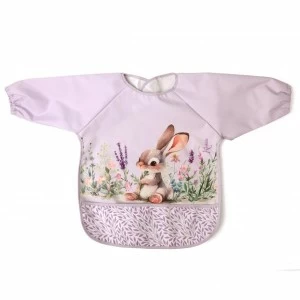 Babero beb&eacute; con mangas conejito lavanda
