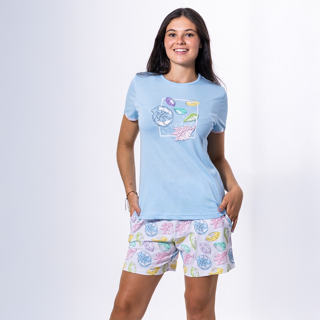 Pijama mujer manga corta algod&oacute;n