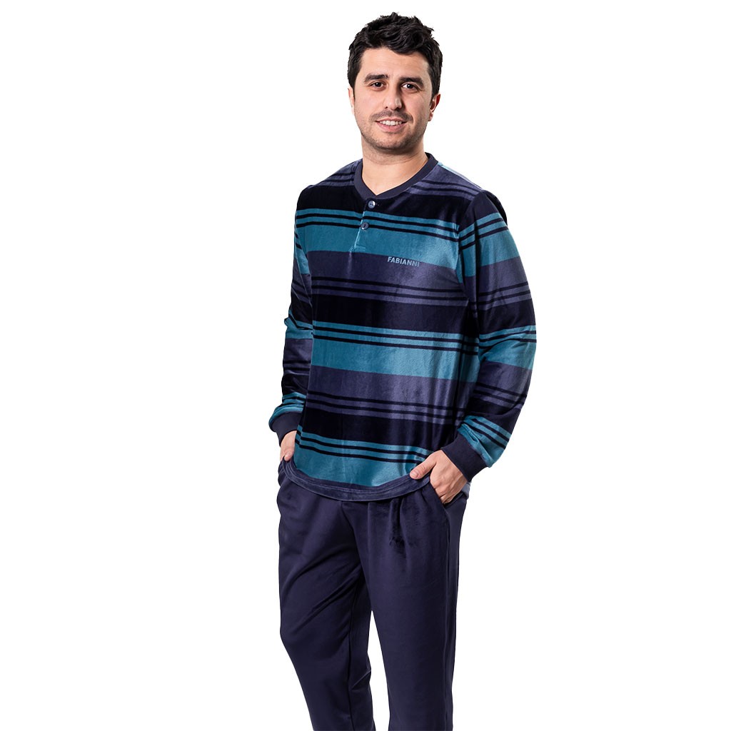 Pijama rayas hombre cuello botones