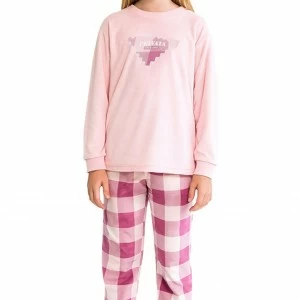 Pijama manga larga ni&ntilde;a cuadros