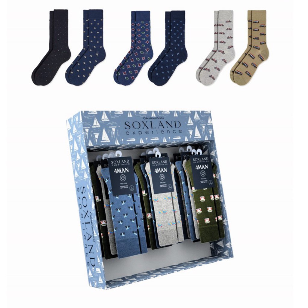 Calcetin hombre estampado expositor 18