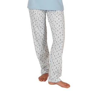 Pijama largo mujer algod&oacute;n cuello botones