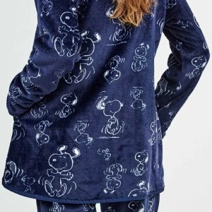 Bata corta mujer coralina estampado Snoopy