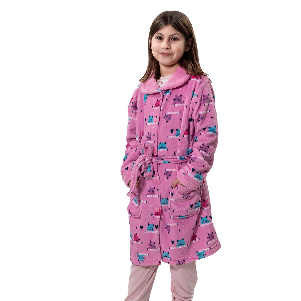 Bata niña abotonada con cinturón