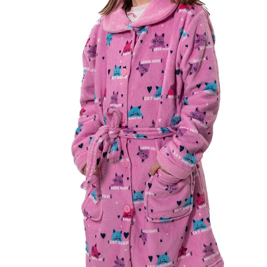 Bata niña abotonada con cinturón