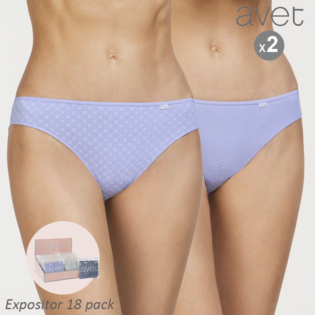 Braga bikini algod&oacute;n mujer estampada pack 2