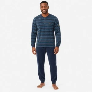 Pijama hombre cuello botones rayas