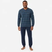 Pijama hombre cuello botones rayas