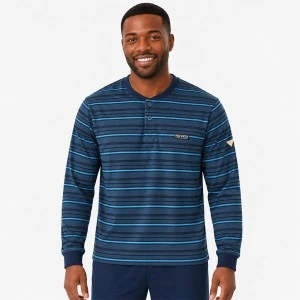 Pijama hombre cuello botones rayas