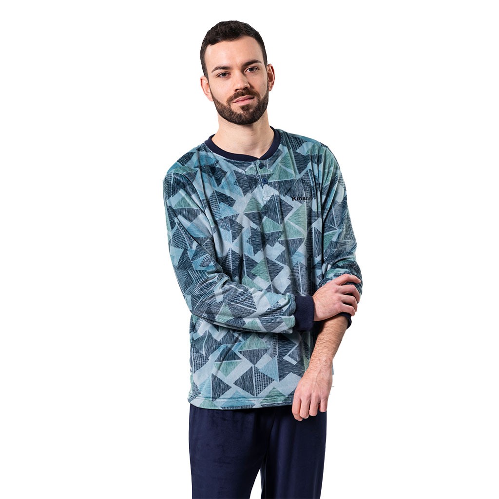 Pijama largo hombre tejido suave