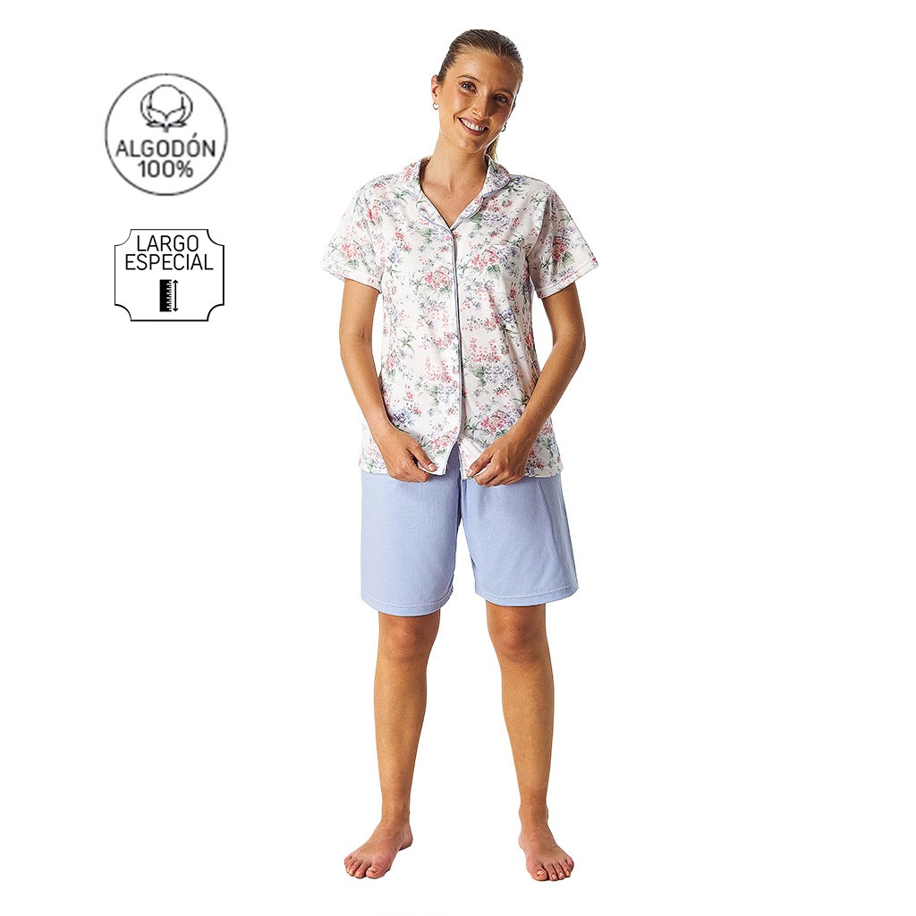 Pijama mujer abierto algod&oacute;n estampao