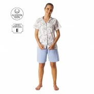Pijama mujer abierto algod&oacute;n estampado