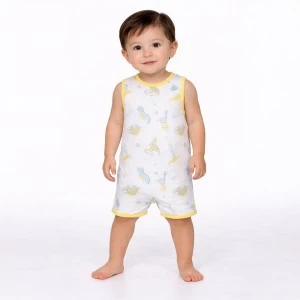 Pelele tirantes beb&eacute; tejido algod&oacute;n estampado