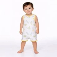 Pelele tirantes beb&eacute; tejido algod&oacute;n estampado