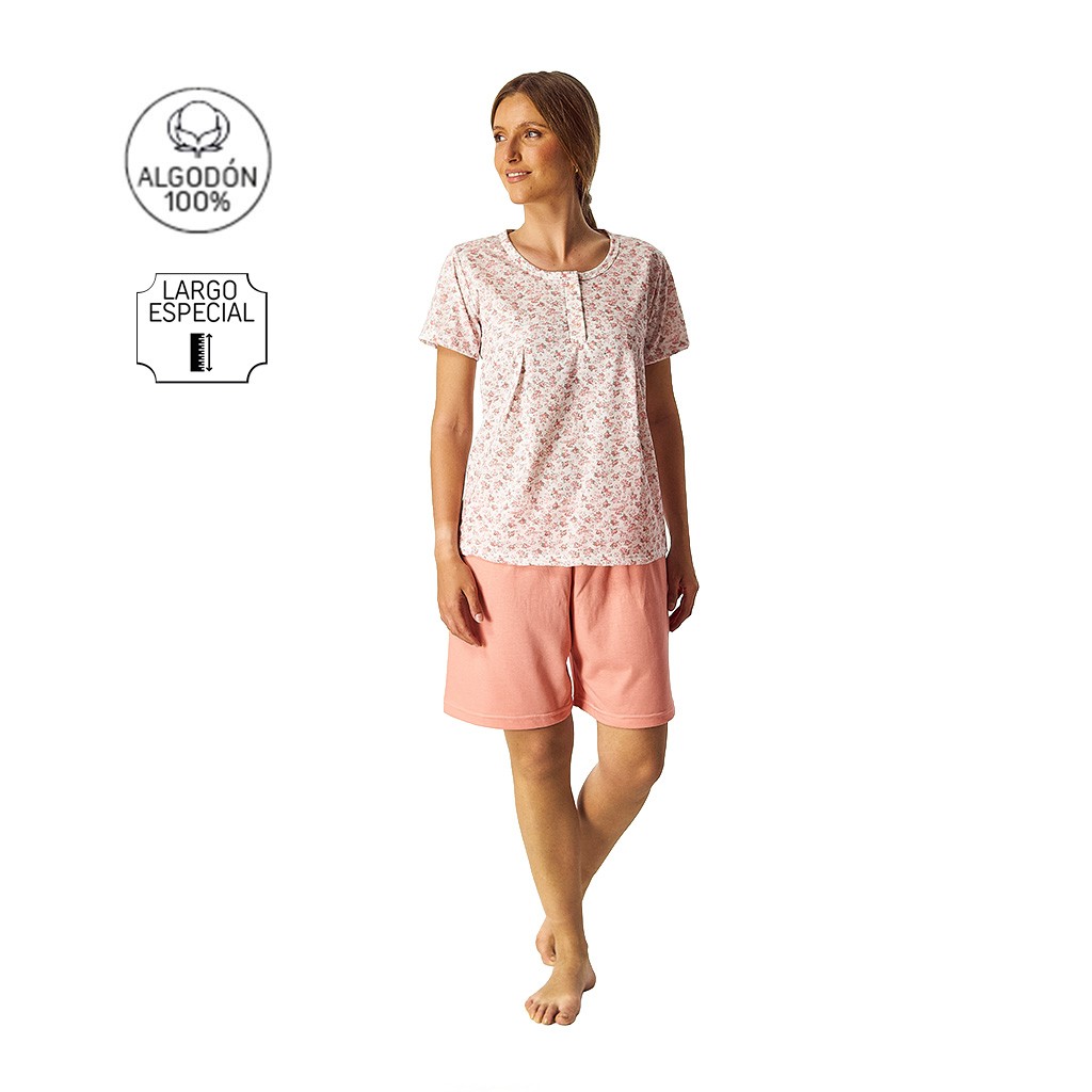 Pijama manga corta mujer cuello botones