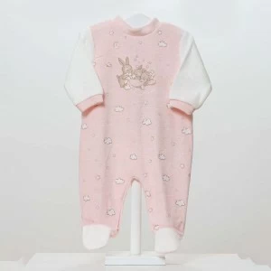 Pelele beb&eacute; terciopelo estampado conejito