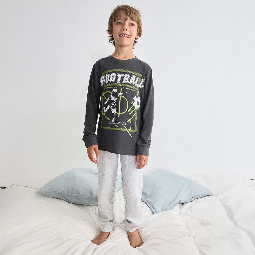 Pijama largo ni&ntilde;o algod&oacute;n Football
