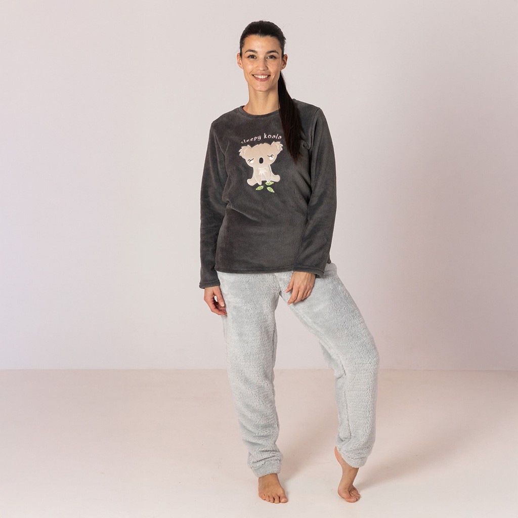 Pijama coralina mujer manga larga