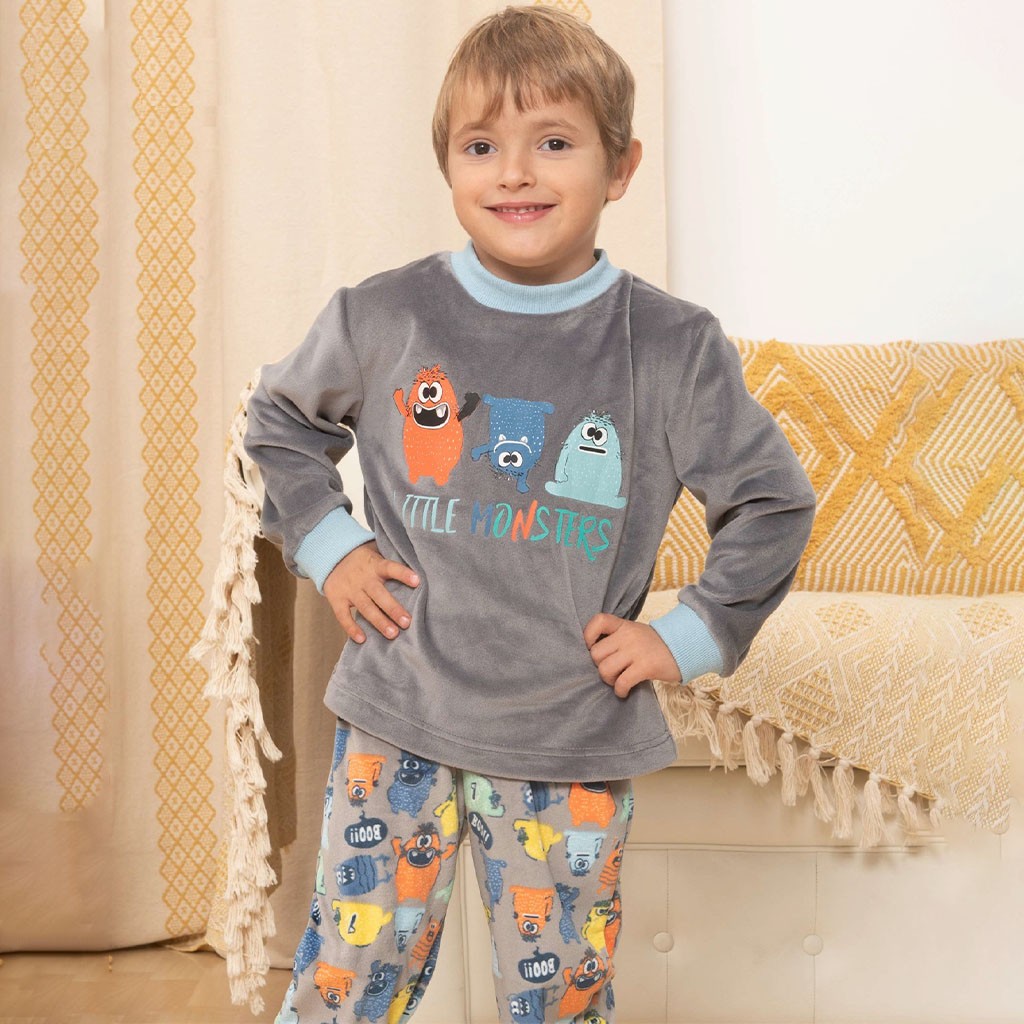 Pijama niño terciopelo Little Monsters