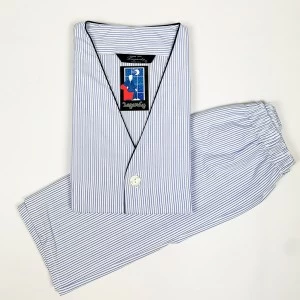 Pijama hombre de rayas manga corta abierto