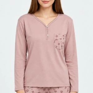 Pijama mujer algod&oacute;n manga larga