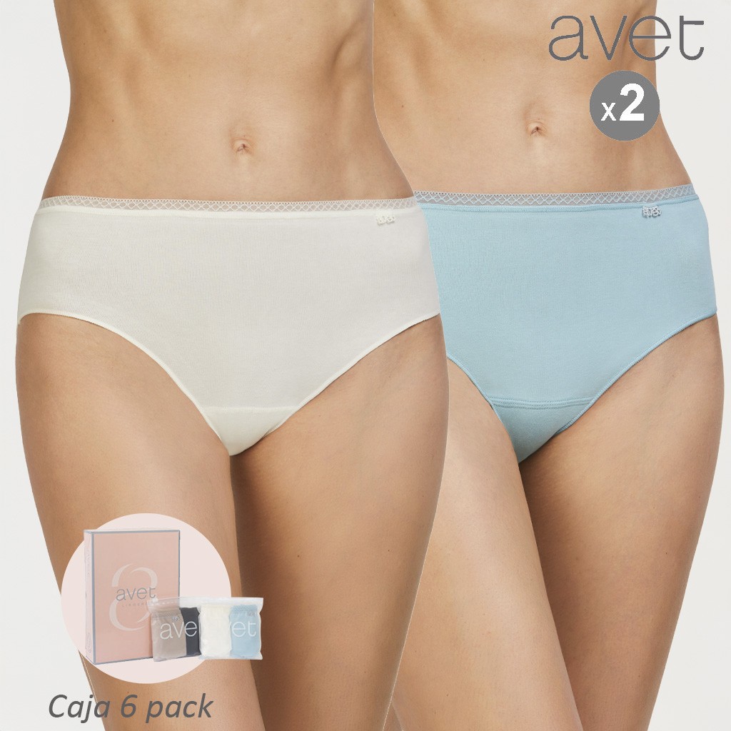 Braga mujer pack 2 algod&oacute;n cintura puntilla 