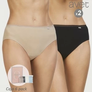 Braga mujer pack 2 algod&oacute;n cintura puntilla 