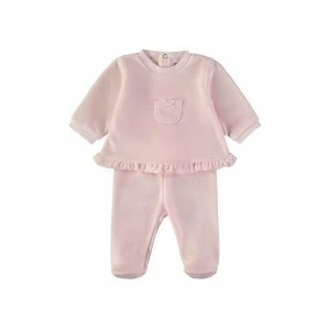 Pijama tundosado beb&eacute; manga larga rosa