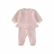 Pijama tundosado beb&eacute; manga larga rosa