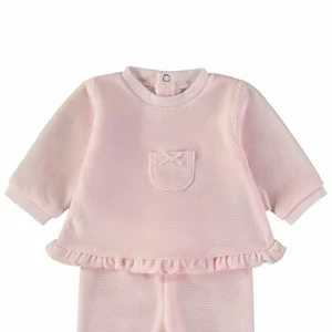 Pijama tundosado beb&eacute; manga larga rosa