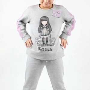 Pijama infantil con puntilla lencera y lazo