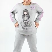 Pijama infantil con puntilla lencera y lazo