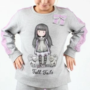 Pijama infantil con puntilla lencera y lazo
